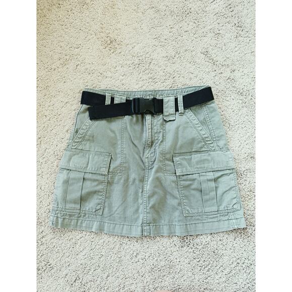 American Eagle High Rise A-Line Cargo Skirt Khaki 0 Grunge Gorpcore Utility Army - Picture 4 of 9